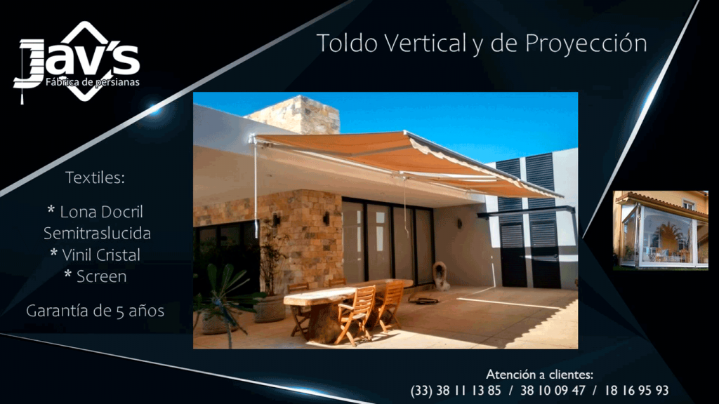 Toldo vertical y de proyección